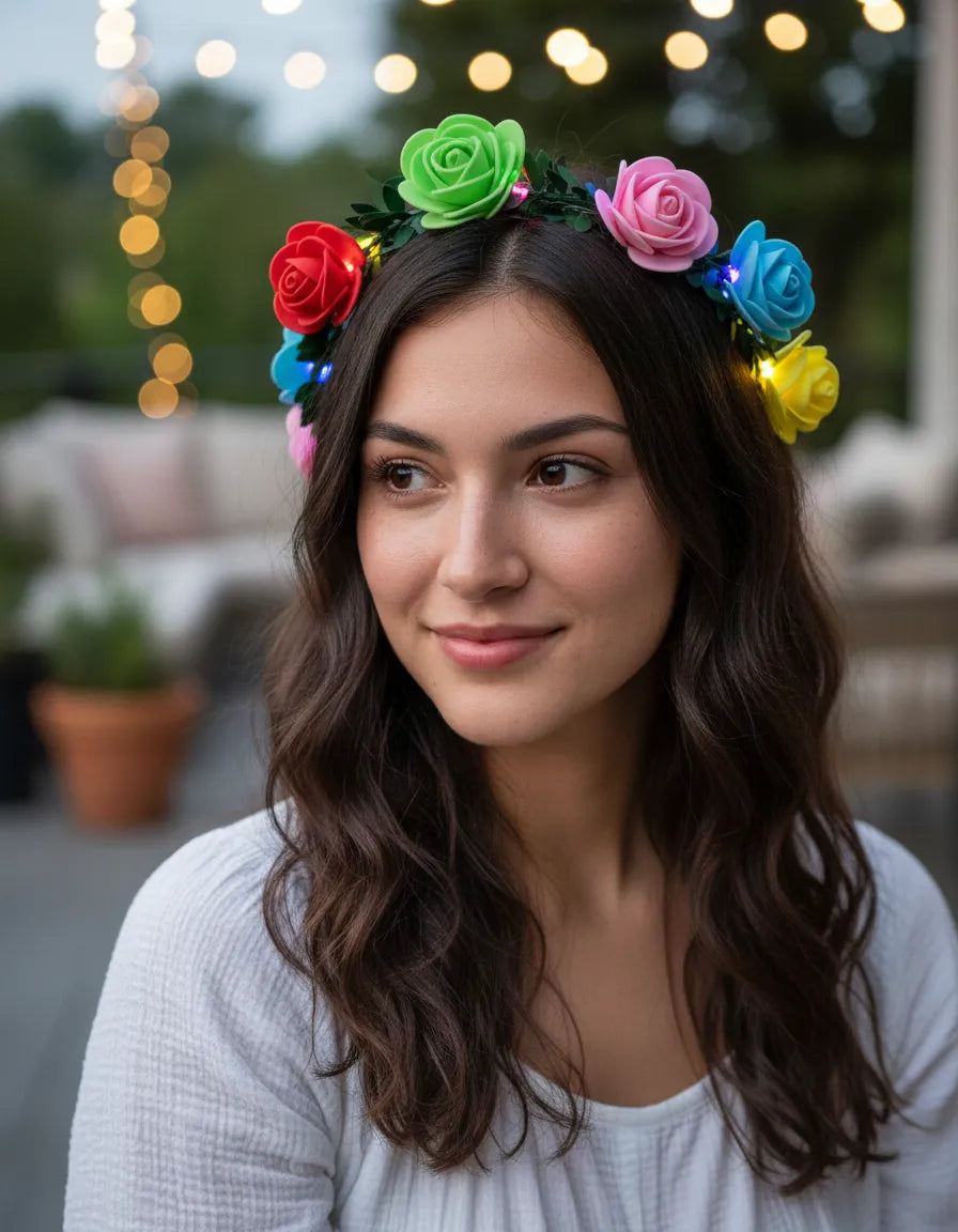 10 Cintillo Cintillos De Flores Corona Con Luces Led
