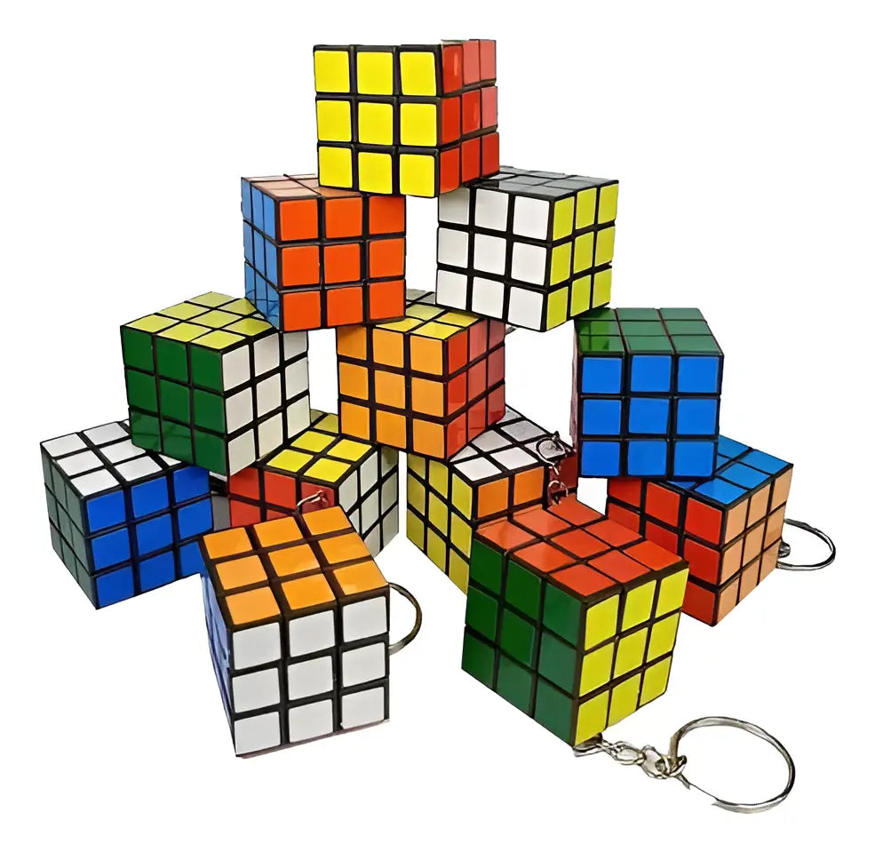 12 Llaveros Cubo Rubix Sopresa Cumpleaños Color De La Estructura Negro