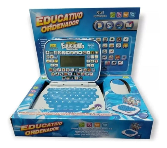 Computador Educativo Infantil Inglés Y Español Azul con mouse