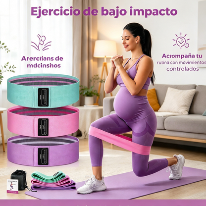 Set 3 Bandas Ejercicio Resistencia Fit | Niveles Verde Rosa Morado