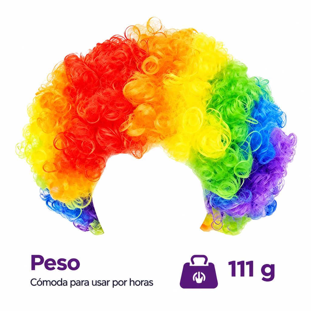 Peluca Payaso Arcoíris | Fibra Sintética — Fiestas y Disfraces