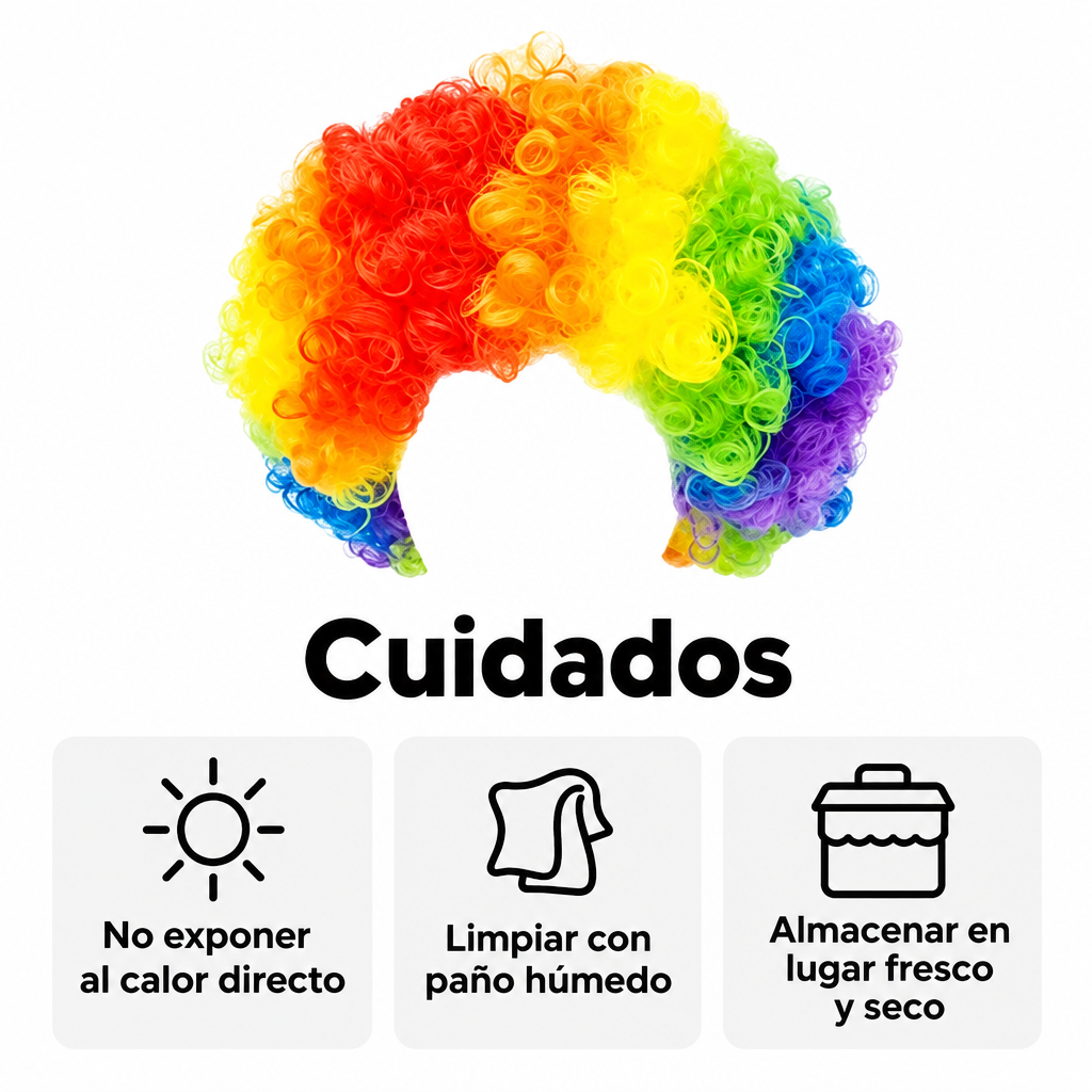 Peluca Payaso Arcoíris | Fibra Sintética — Fiestas y Disfraces