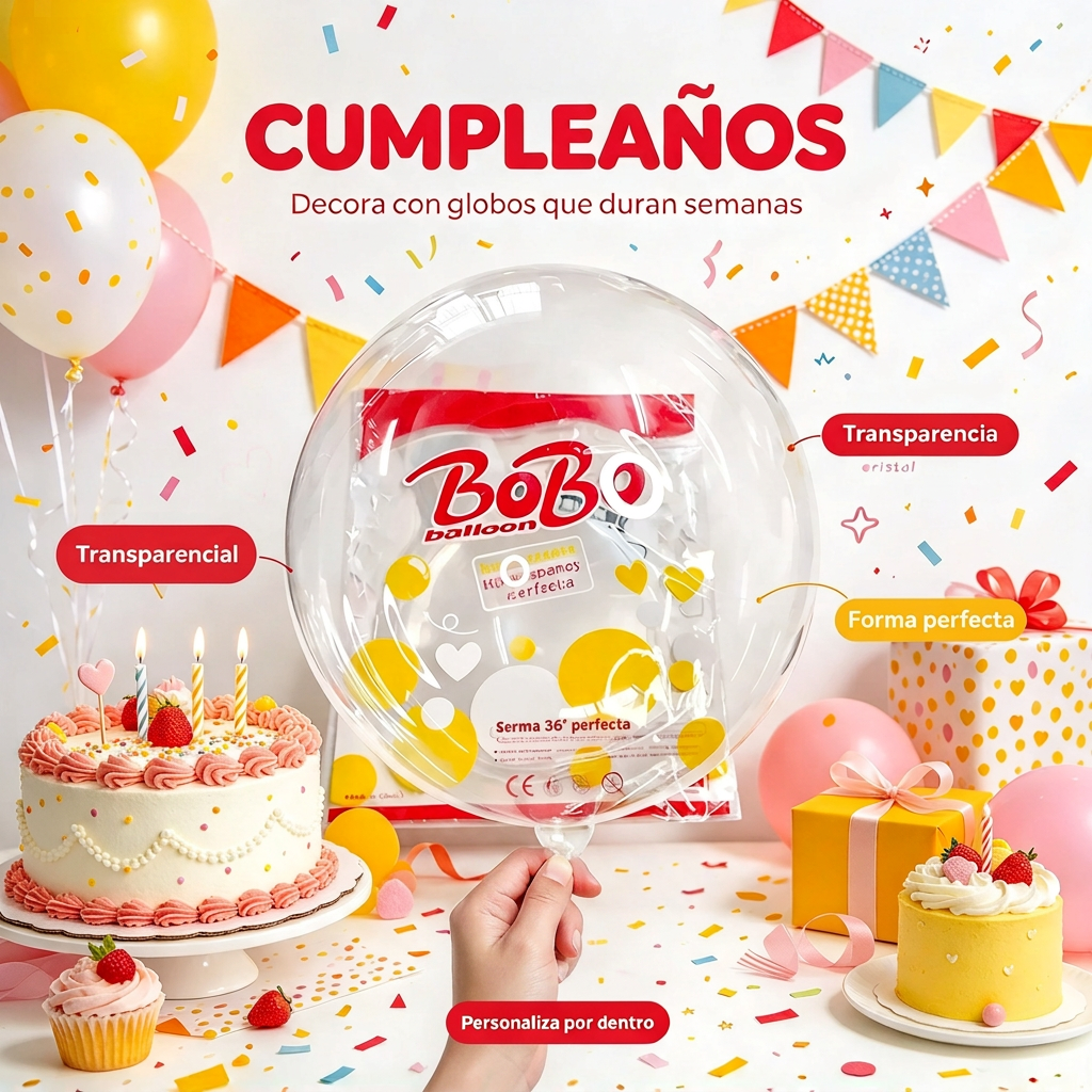 50 Globos Burbuja Transparentes — Resistentes Duraderos