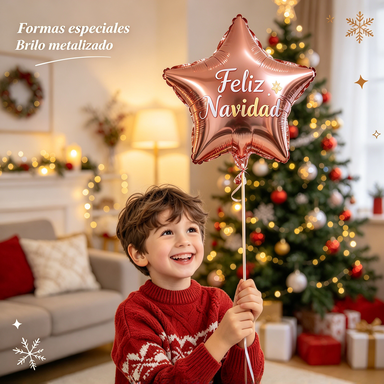 Globos Metalizados con Formas Navideñas — 45 cm sin Varilla, Diseños Surtidos