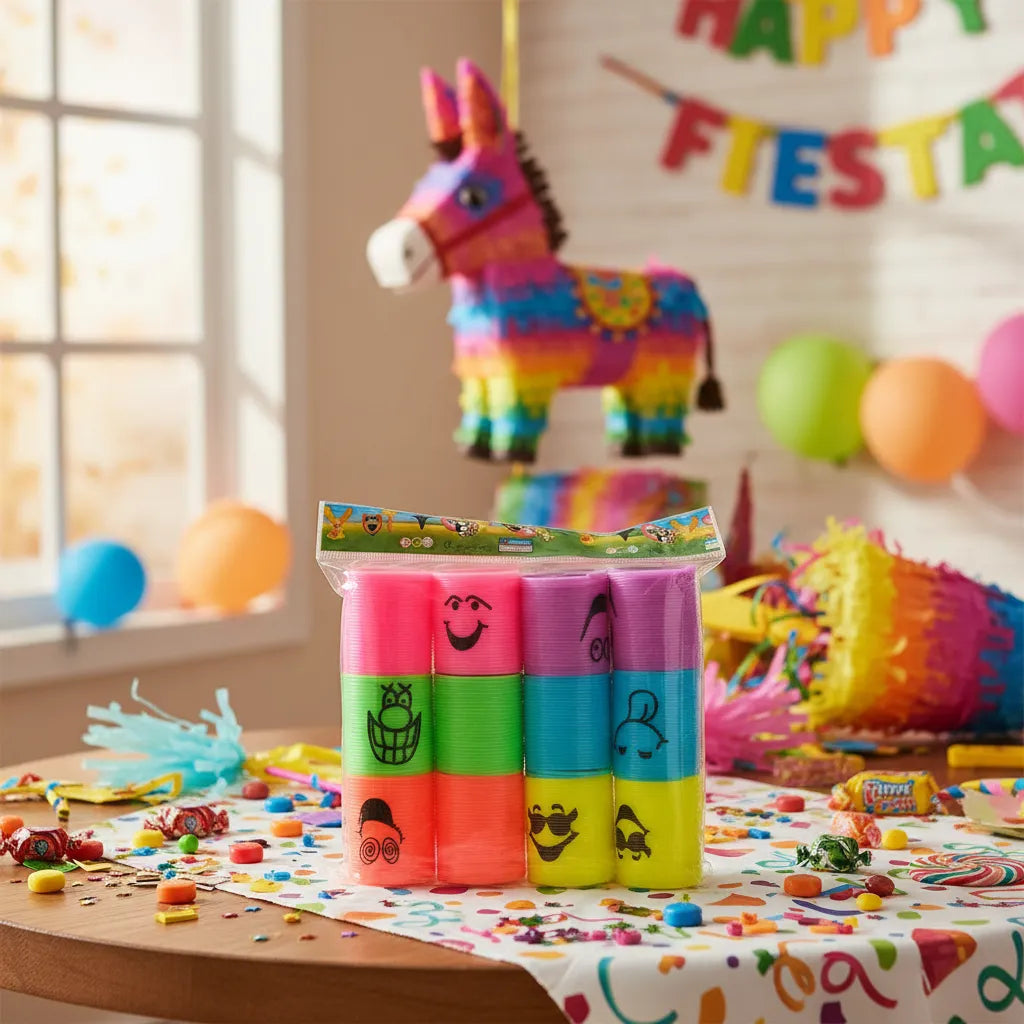 12 Mini Resortes De Emogi Relleno Piñata Cotillon