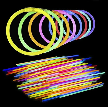 100 Pulseras Led Fluor Brillan En La Oscuridad Cotillon