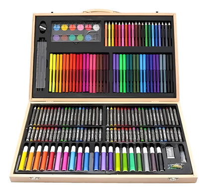 Maleta Set De Arte 180 Piezas De Madera Regalo