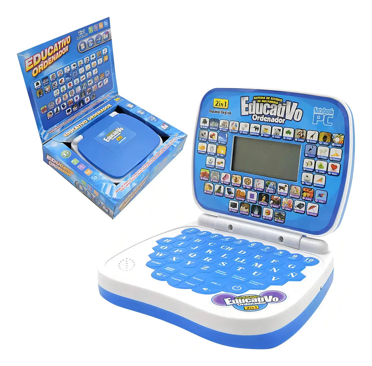 Computador Educativo Infantil Inglés Y Español Azul con mouse