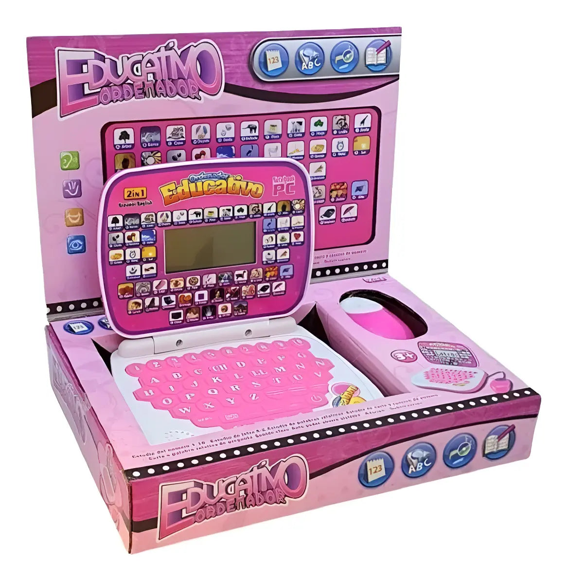 Computador Educativo Infantil Inglés Y Español Azul con mouse