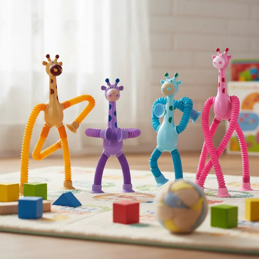 10 Jirafas Tubos Pop Con Ventosa Sensorial Para Niños