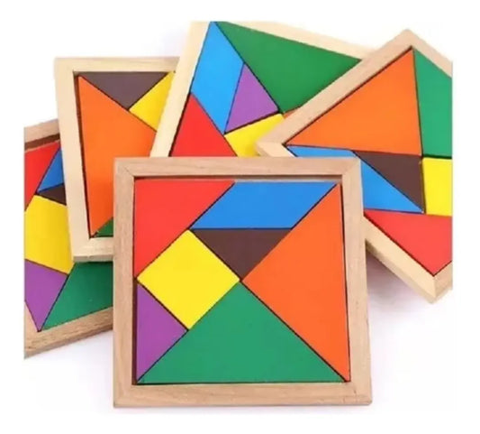 Tangrama De Madera Juego Geométricas Juguete Niños 16x16cm