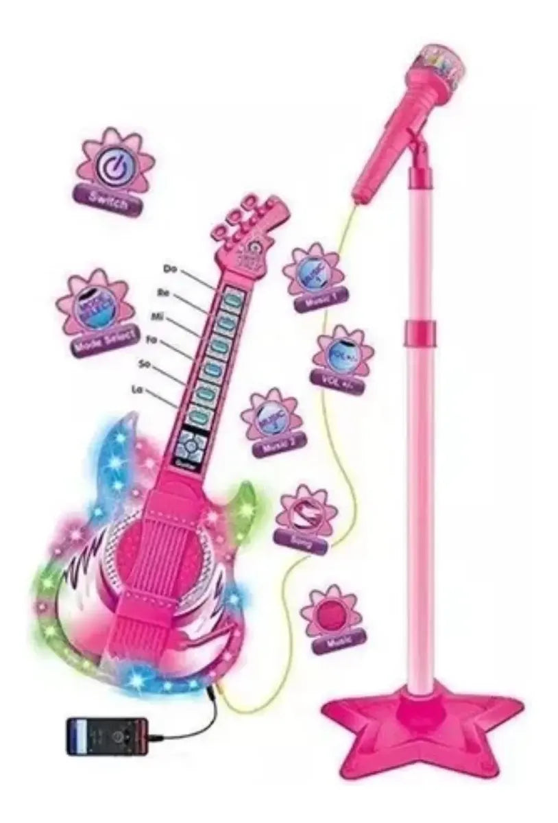 Microfono Karaoke Guitarra Rock Con Mp3 Para Niños