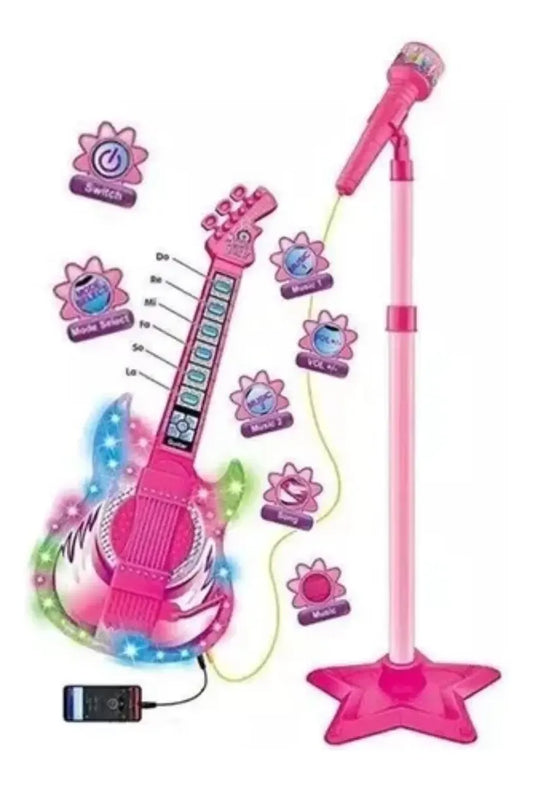 Microfono Karaoke Guitarra Rock Con Mp3 Para Niños