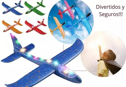 Avión Planeador De Plumavit Con Luces Led