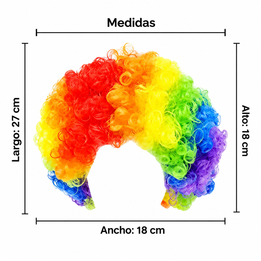 Peluca Payaso Arcoíris | Fibra Sintética — Fiestas y Disfraces