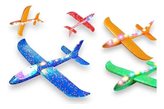 10 Avión Aviones De Plumavit Con Luces Colores Surtidos