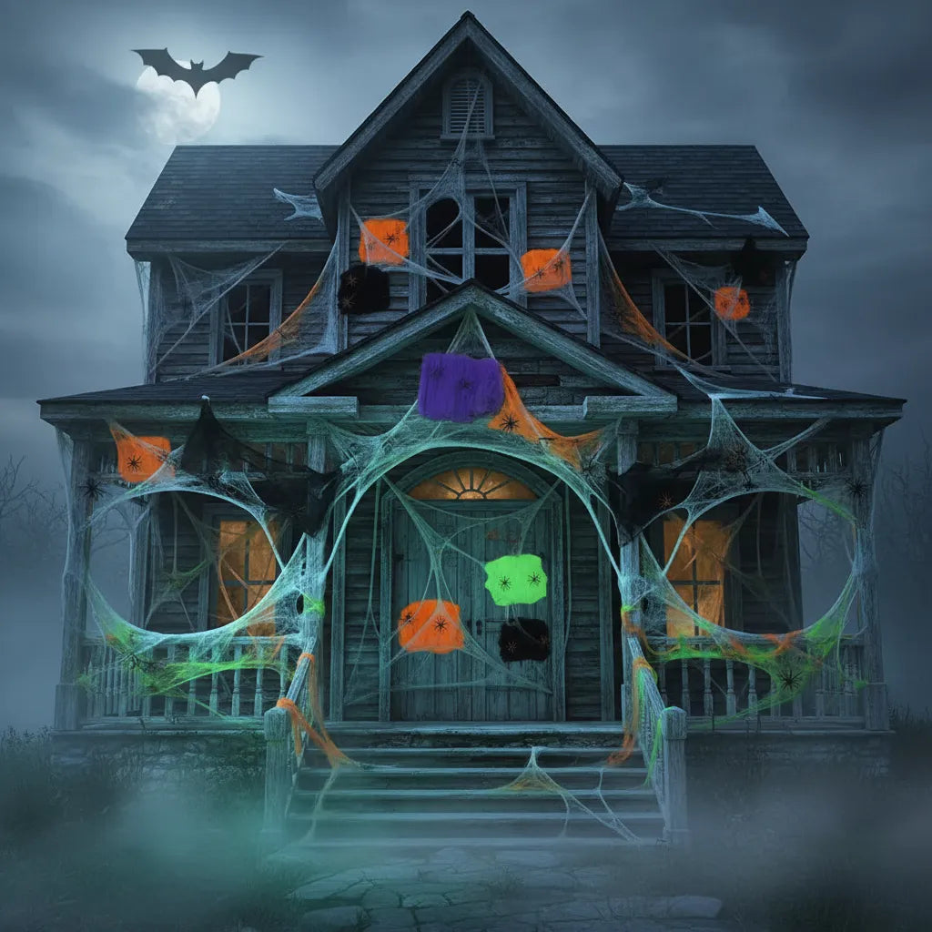10 Telarañas Para Decoración Halloween Fiesta Disfraz
