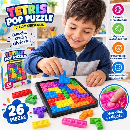 Tetris Pop It Puzzle Antiestrés 26 Piezas | Juego Sensorial Fidget Toy